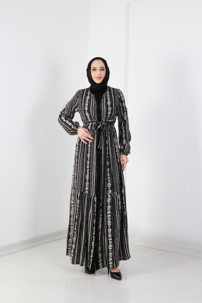 Belda Desenli Elbise