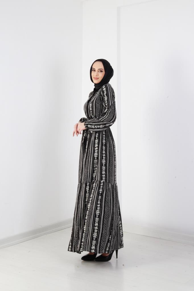 Belda Desenli Elbise - Görsel 4